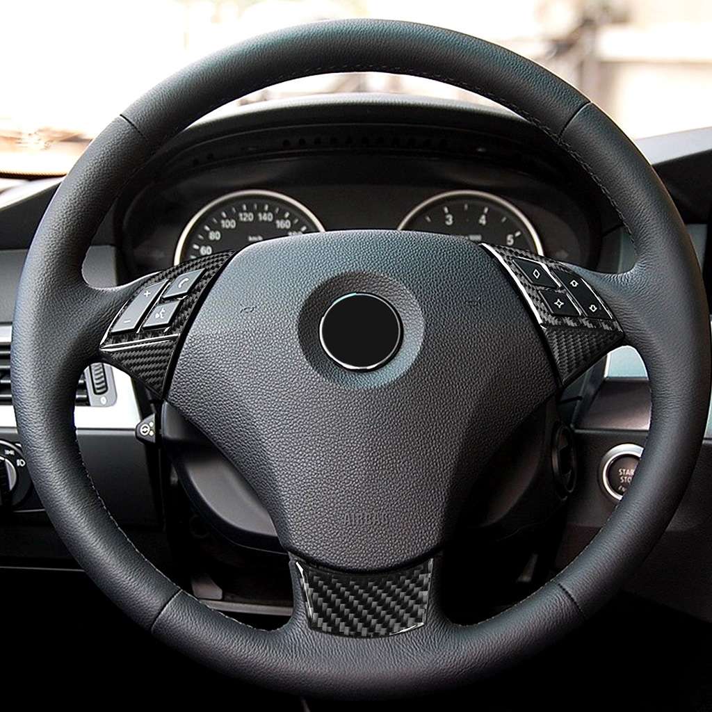 5 in 1 Car Carbon Fiber Solid Color Steering Wheel Button Decorative Sticker for BMW 5 Series E60 20