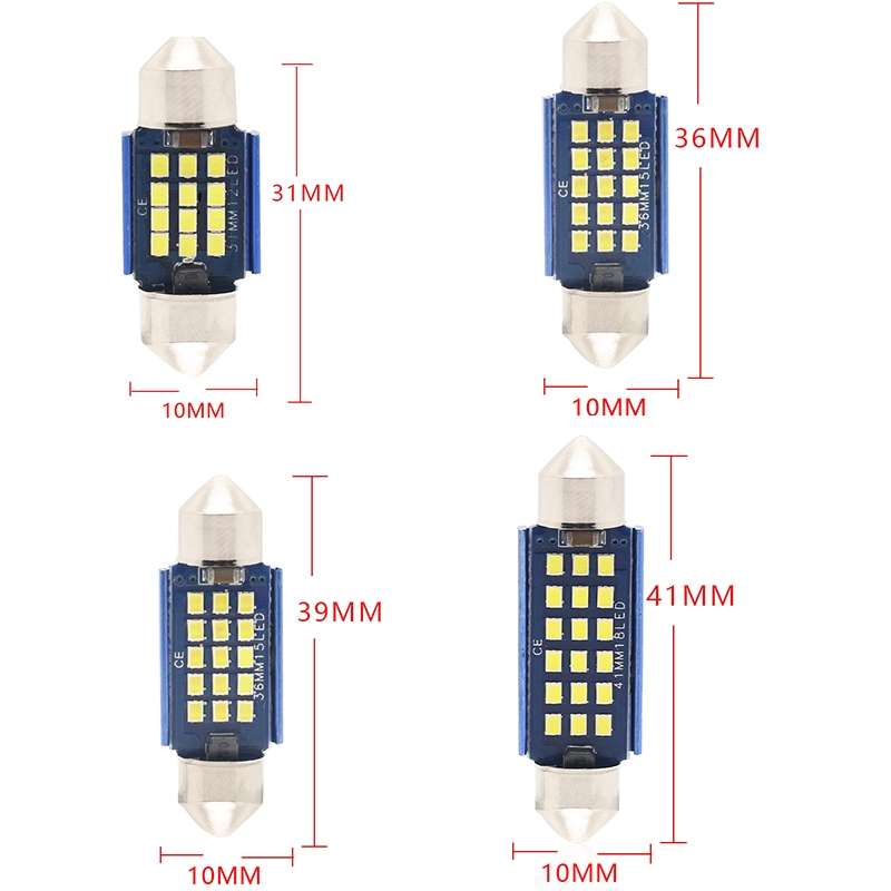 2pcs 31mm DC12-24V / 1W / 6000K / 60LM 12LEDs SMD Car Reading Lamp Dome Light