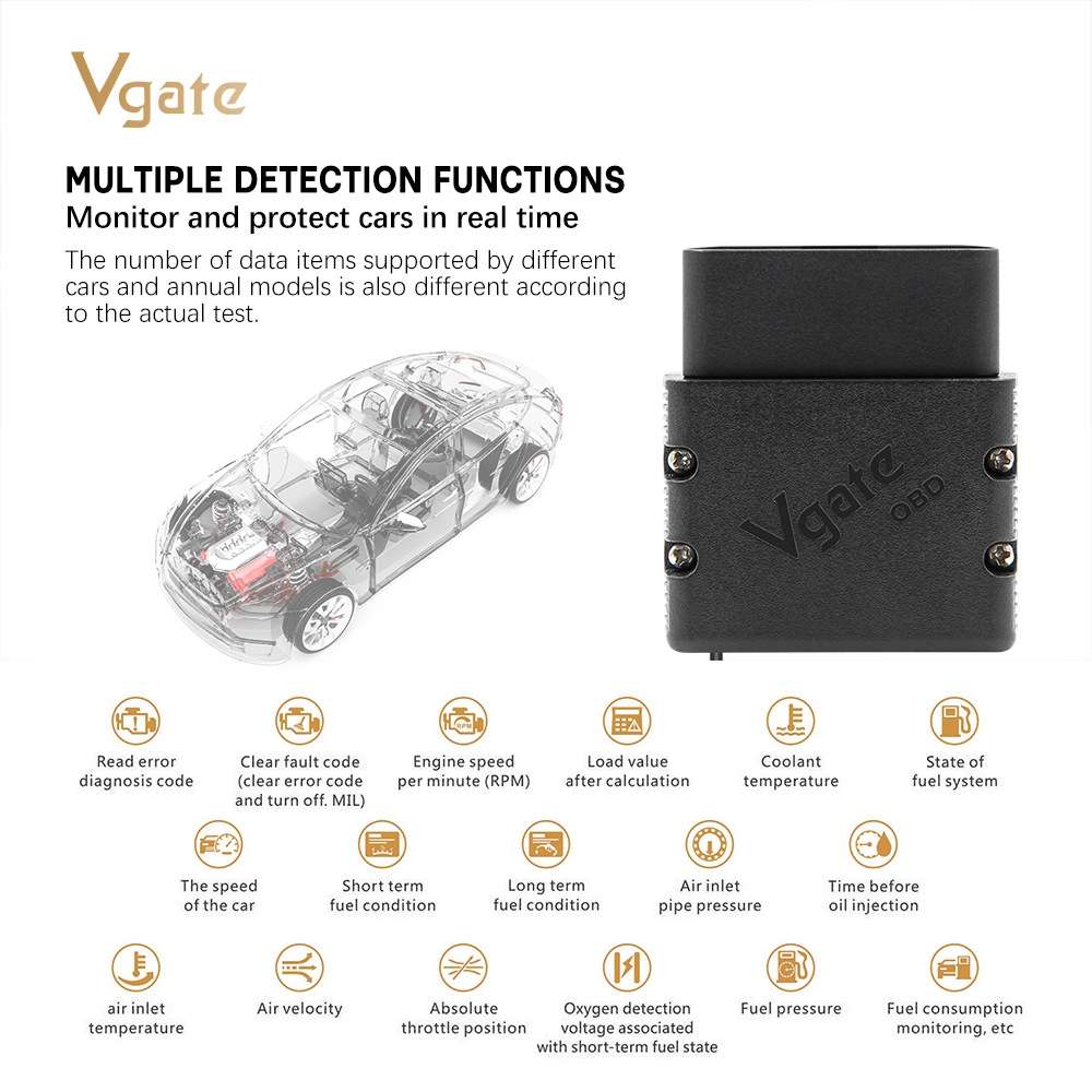 Vgate VLINKER MC+ V2.2 Bluetooth 4.0 Car OBD Fault Diagnosis Detector