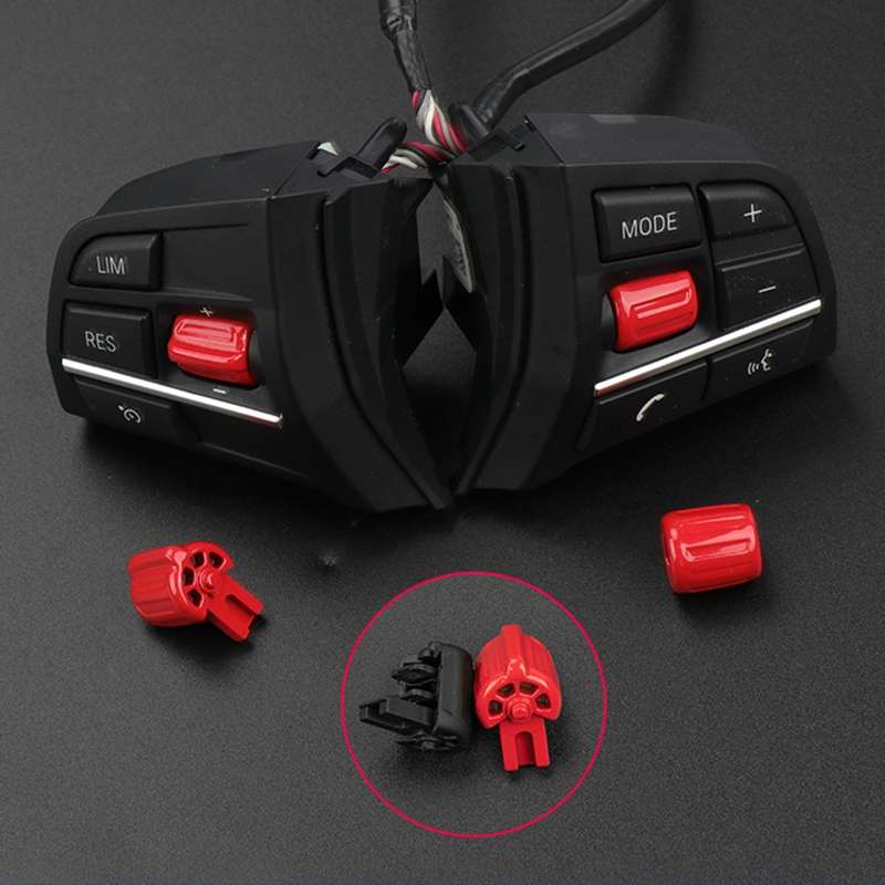 2 PCS Car Multi-functional Steering Wheel Rubber Button for BMW F10 / F07 / F02, Left an ... (Red)
