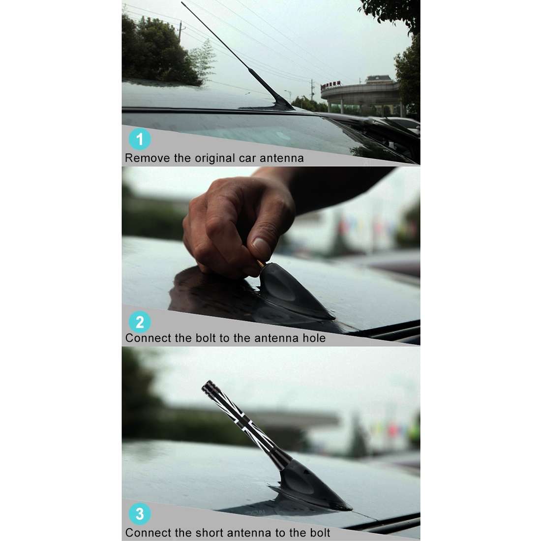 Short Universal Flag Pattern Car Antenna Aerial 7.5cm