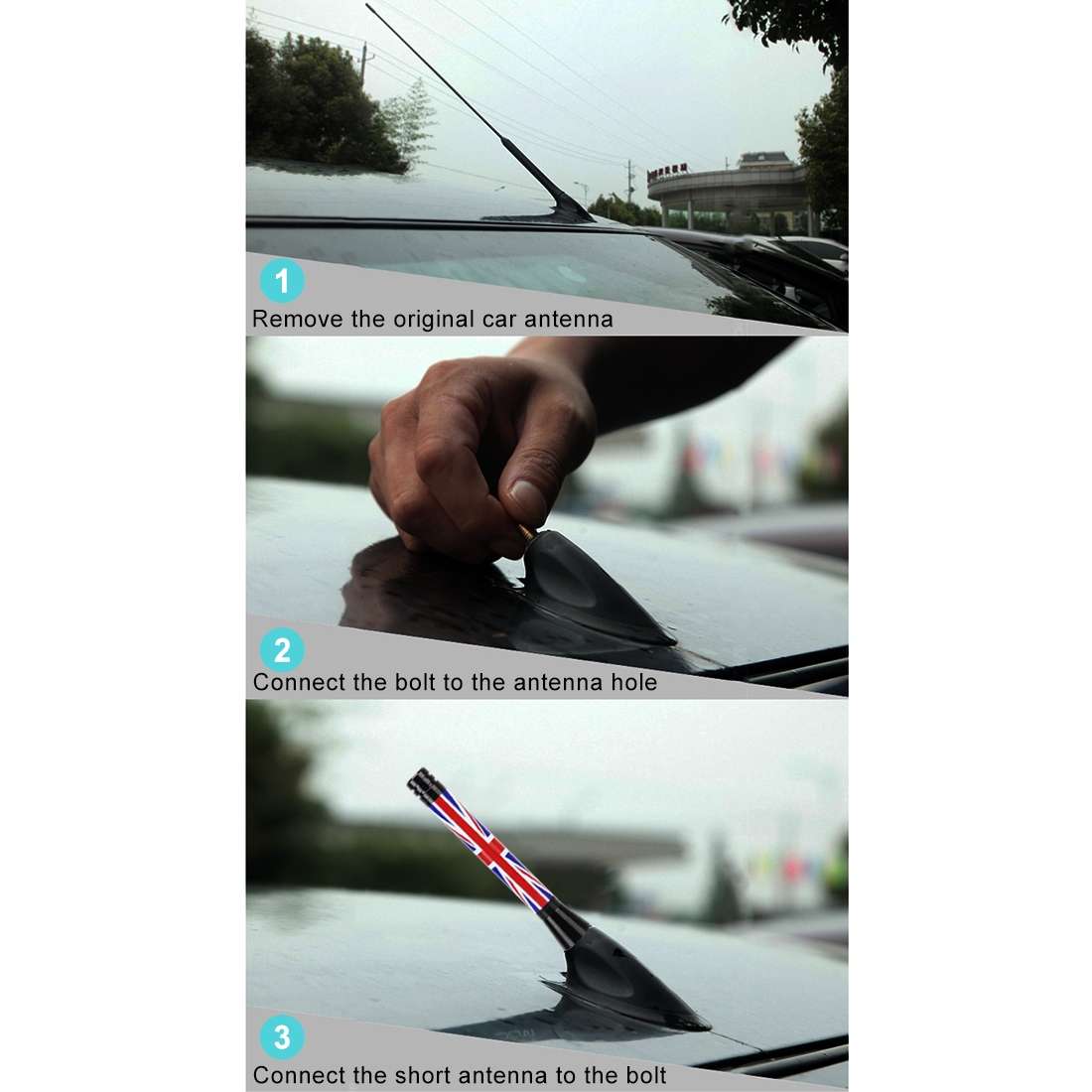 Short Universal the UK Flag Pattern Car Antenna Aerial 7.5cm