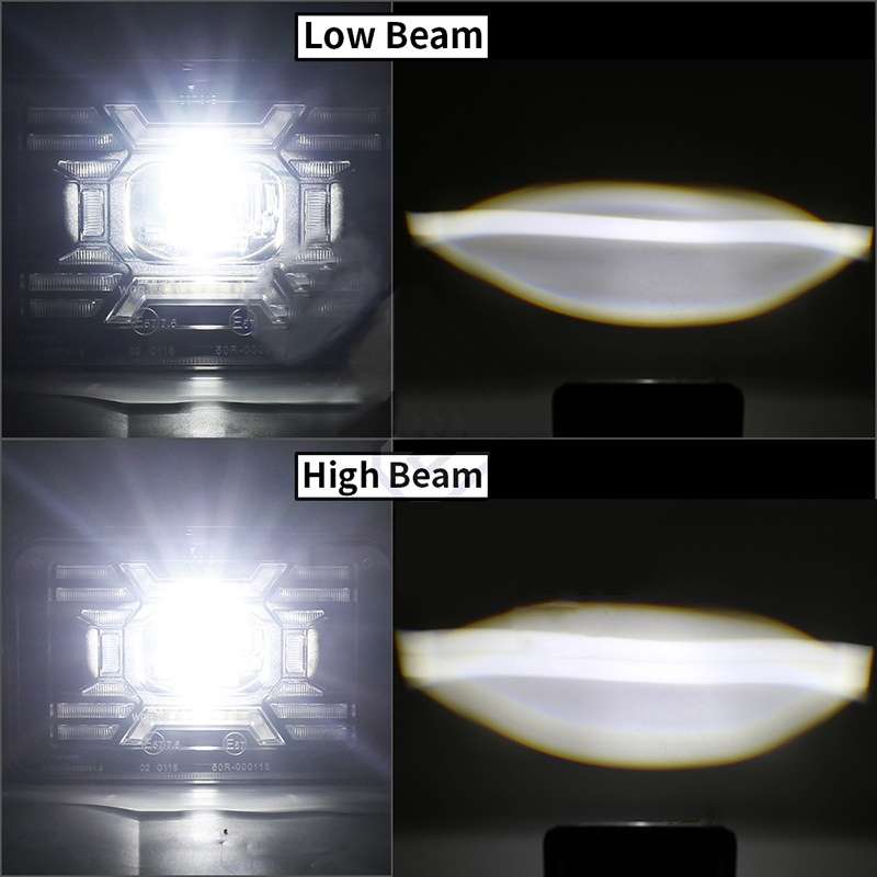 OL-2051S 1 Pair 4x6 inch Off-road Vehicle Modified Angel Devil Eyes Rectangular Headlight