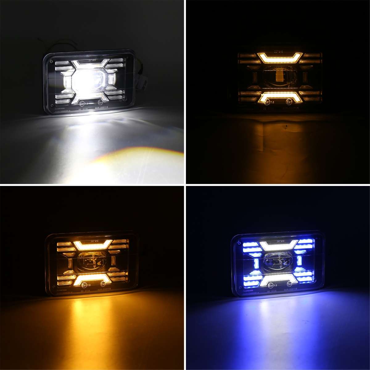OL-2051S 1 Pair 4x6 inch Off-road Vehicle Modified Angel Devil Eyes Rectangular Headlight