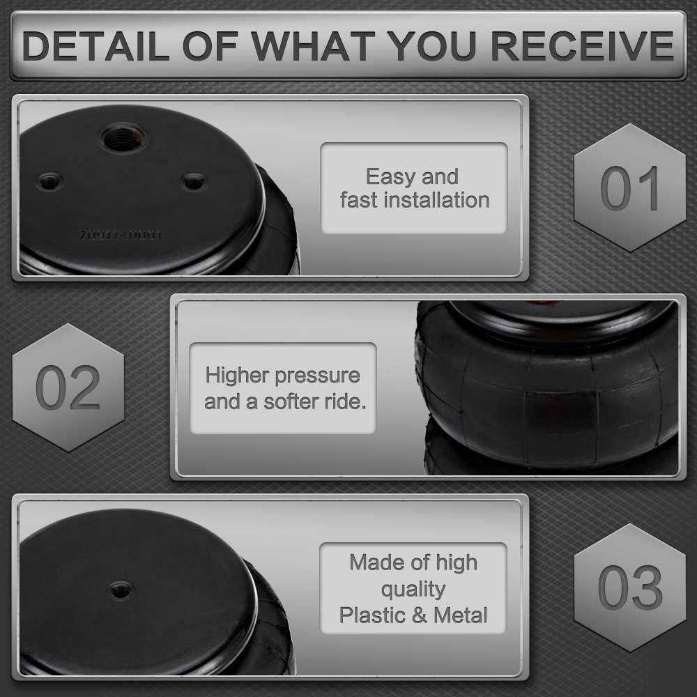 Car Airbag 1/2 inch NPT Single Port 2600LB Air Suspension Kit