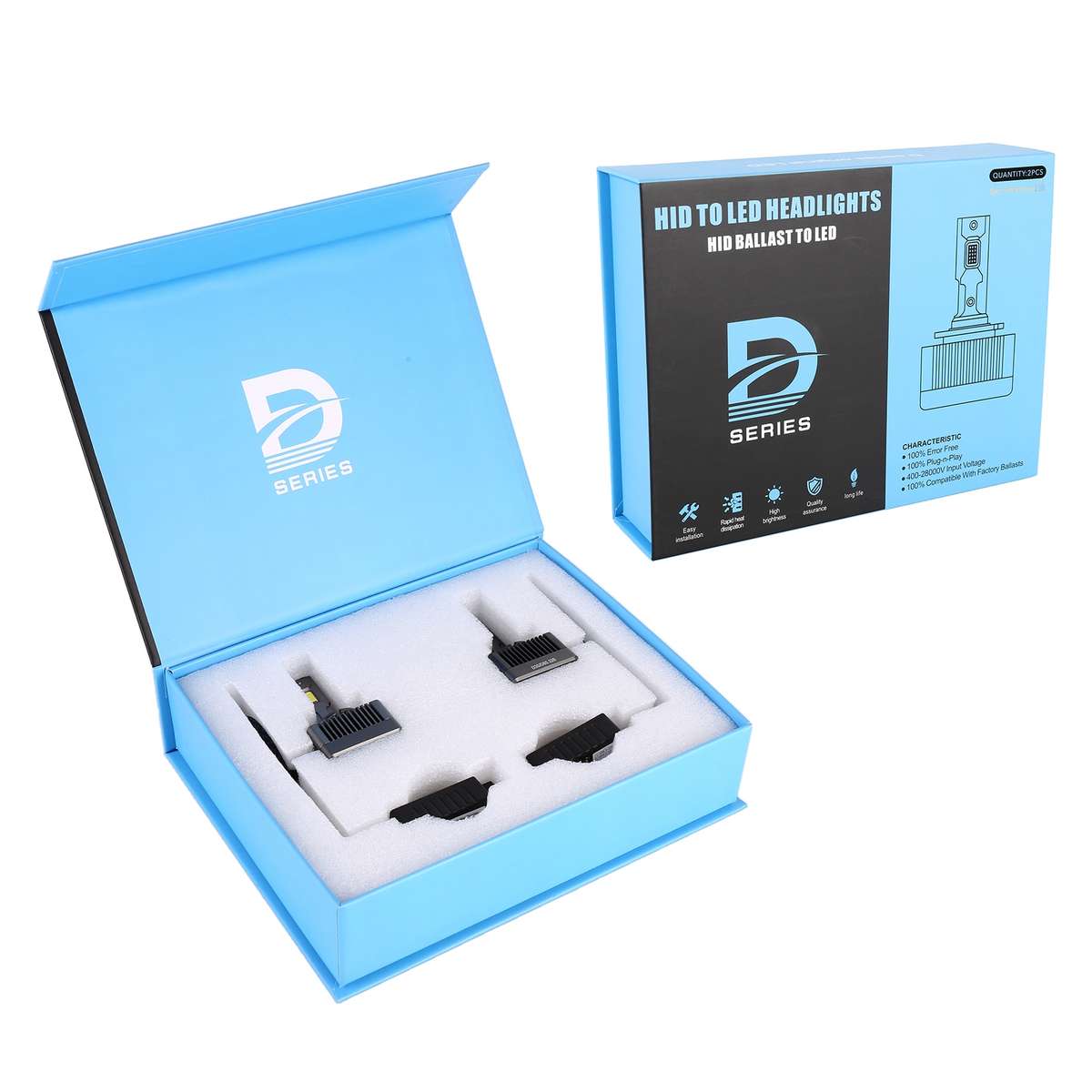 1 Pair D Series D3S Car HID Ballast to LED Headlight DC12V / 35W / 6000K / 5000LM