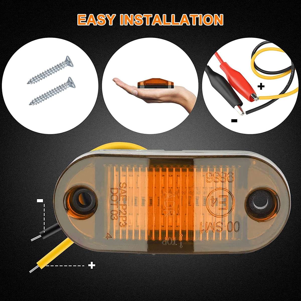 10 PCS MK-019 Car / Truck 6LEDs Side Marker Indicator Lights Bulb Lamp (Yellow Light)