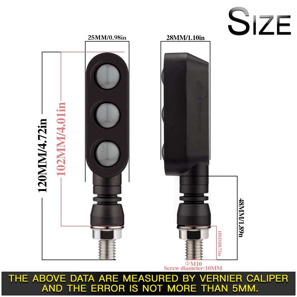 2 PCS KC050 Motorcycle LED Turn Signal Running Brake Light