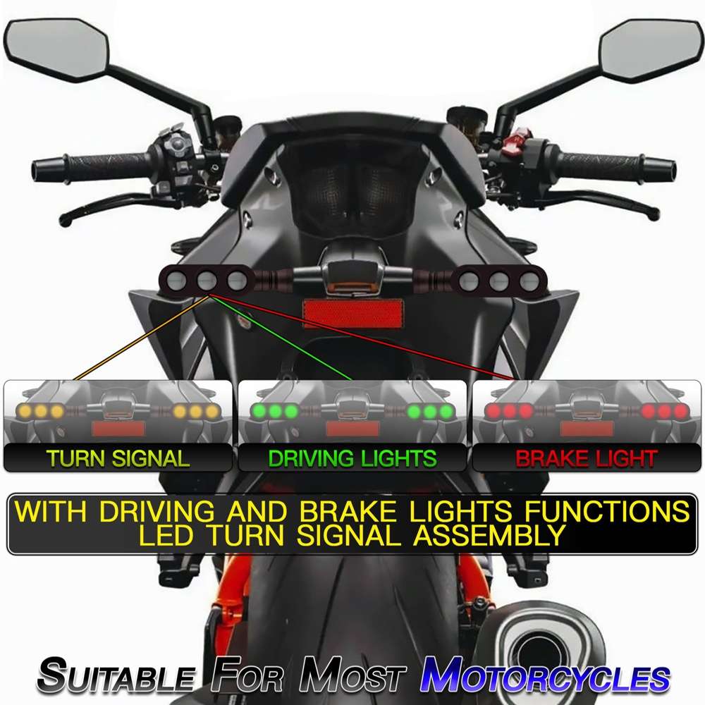 2 PCS KC050 Motorcycle LED Turn Signal Running Brake Light