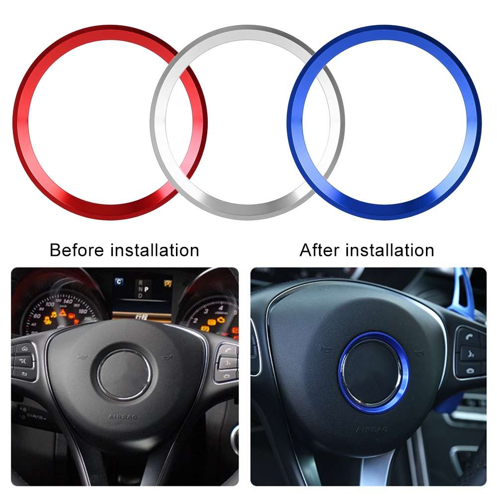 Car Steering Wheel Decorative Ring Cover for Mercedes-Benz,Inner Diameter: 5.6cm (Blue)