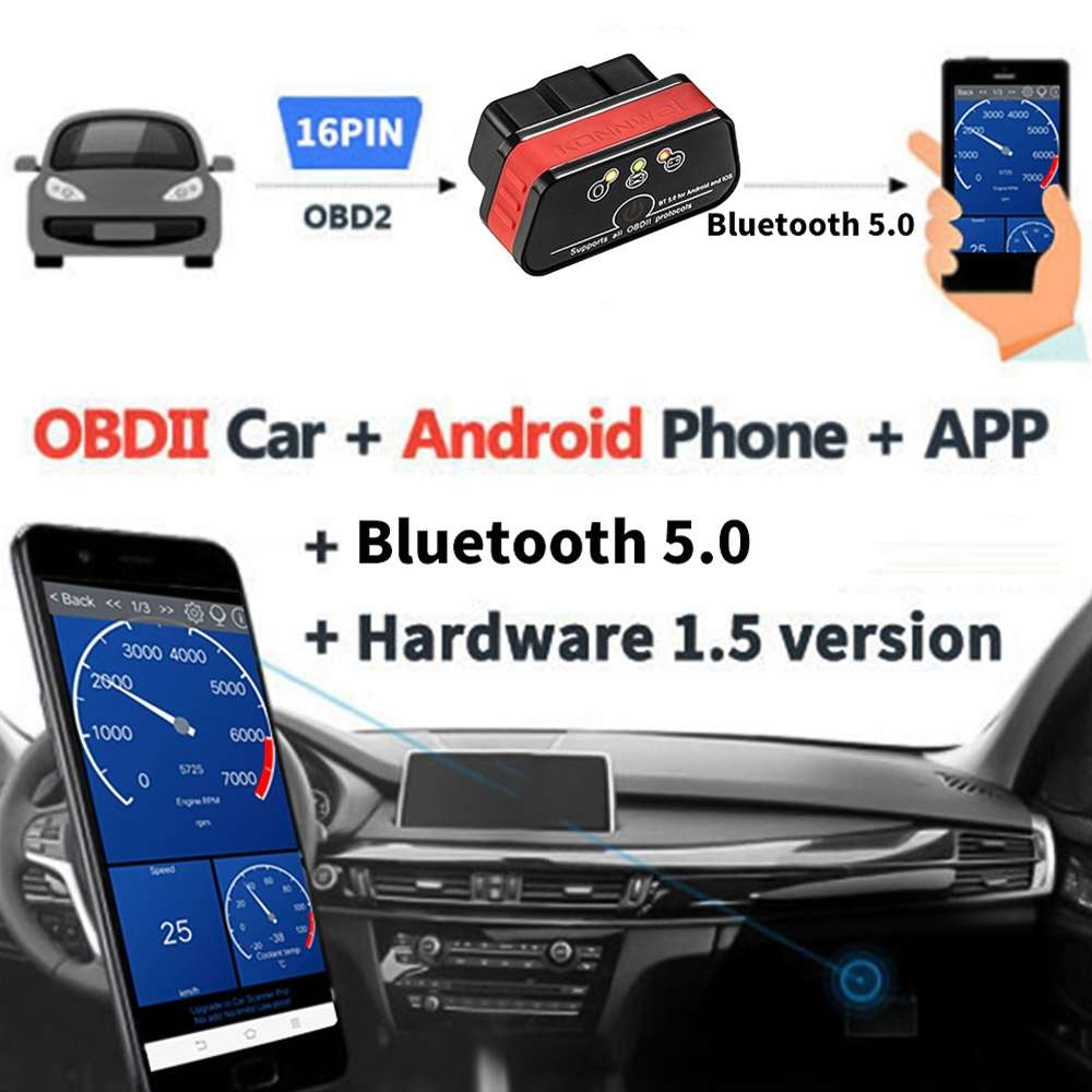 KONNWEI KW901 Android Phone OBD2 Car Bluetooth 5.0 Diagnostic Scan Tools(Black)