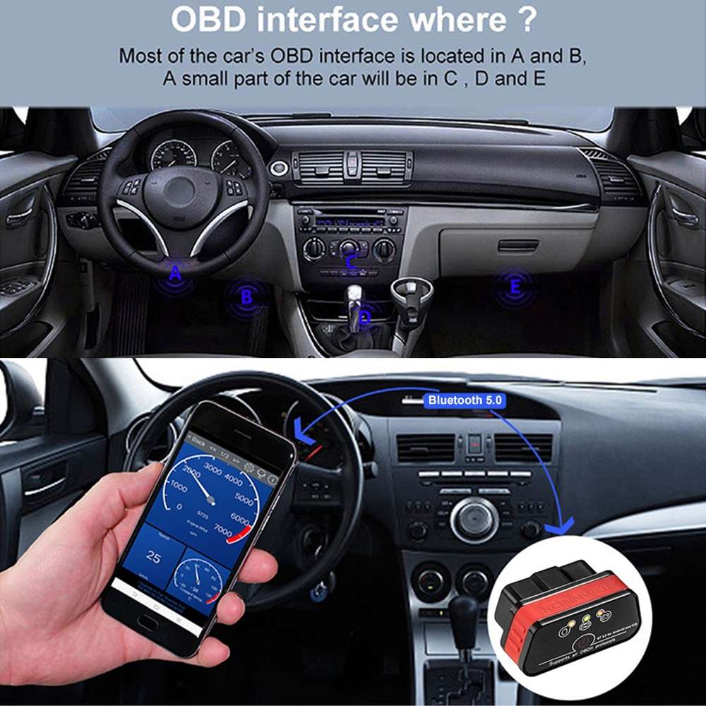 KONNWEI KW901 Android Phone OBD2 Car Bluetooth 5.0 Diagnostic Scan Tools(Black)