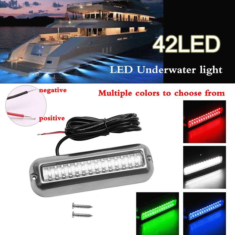MK-042 Ship / Yacht 10-30V 42LEDs Waterproof Stainless Steel Underwater Light (Red Light)