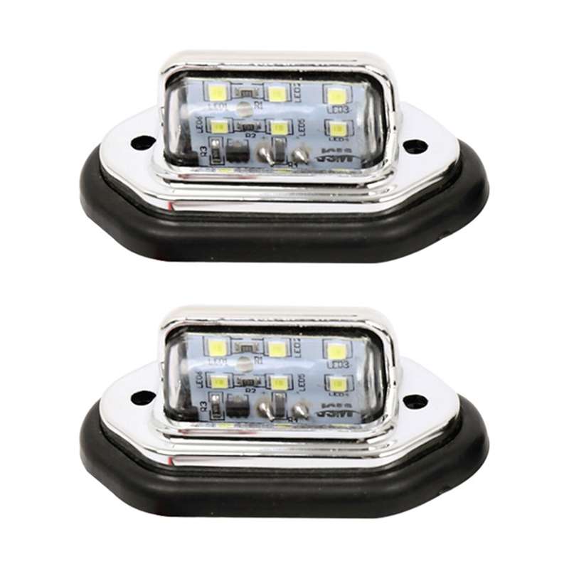 2 PCS MK-257 Car Van Bus Trailer LED Taillight Side Light 12-30V 6LEDs License Plate ... (Silver)