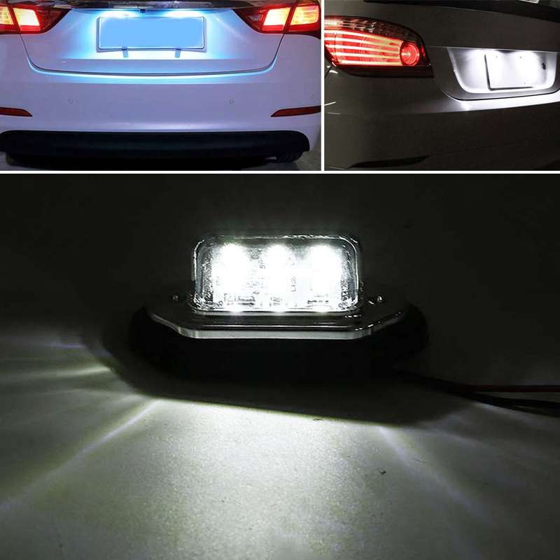 2 PCS MK-257 Car Van Bus Trailer LED Taillight Side Light 12-30V 6LEDs License Plate ... (Silver)