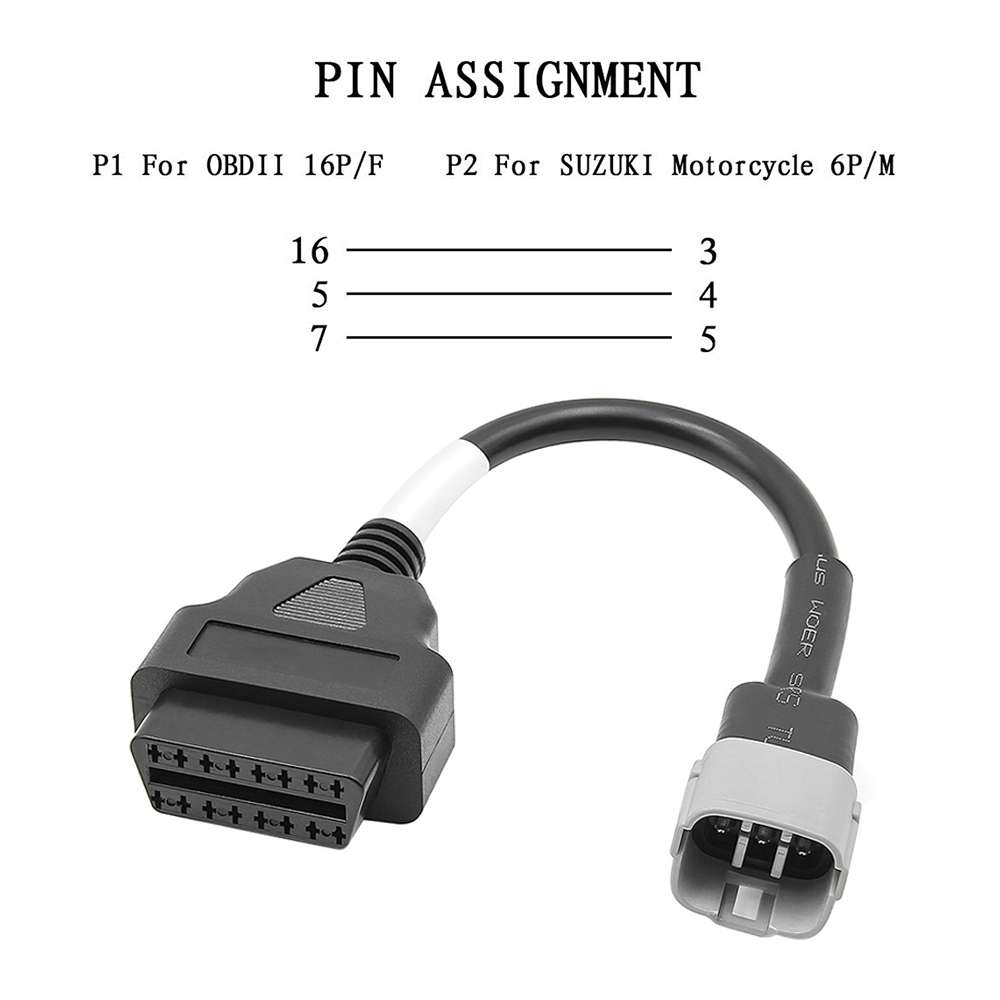 Motorcycle OBD 16PIN Female to 6PIN Connector Cable for Suzuki