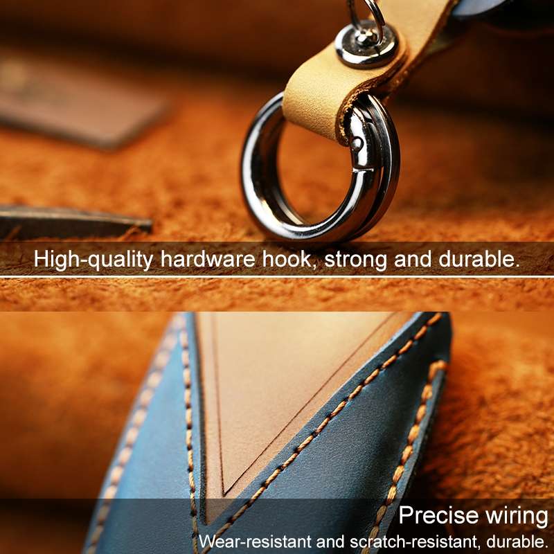 For Toyota Car Cowhide Leather Key Protective Cover Key Case, Two Keys Version(Blue)