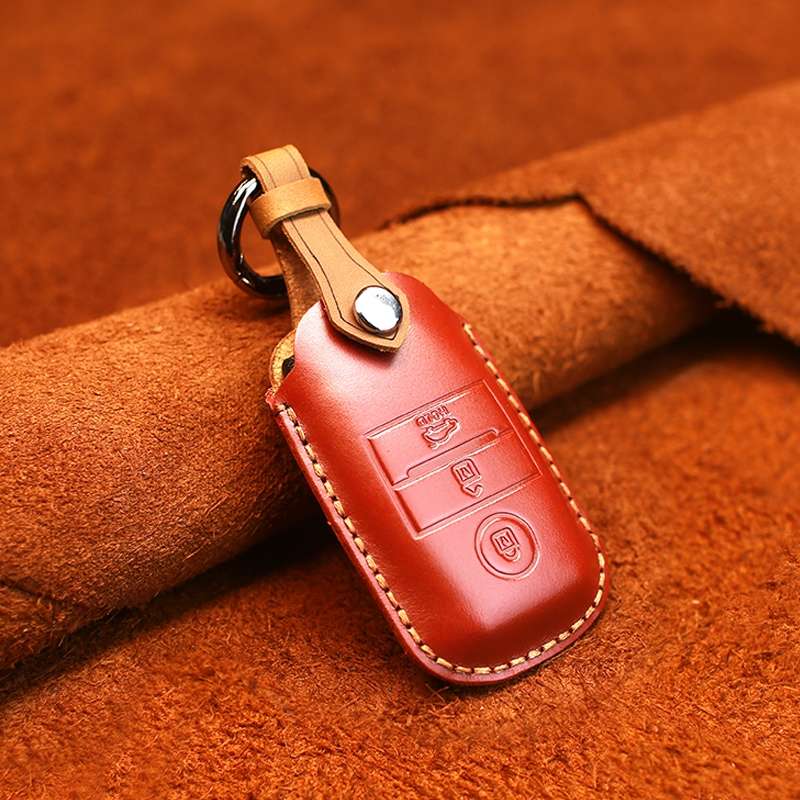 For Kia Old Style Car Cowhide Leather Key Protective Cover Key Case (Blue)