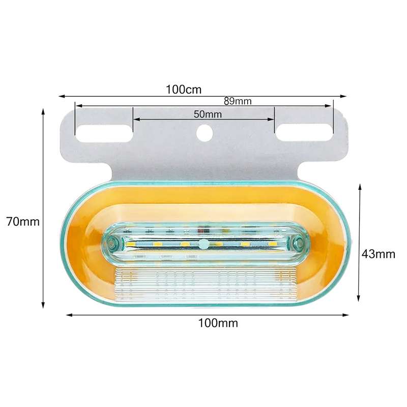 2 PCS 12V 12LED Car Oval Side Lamp(Red Light)