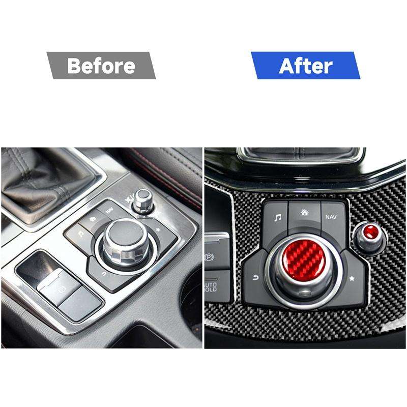 Car Carbon Fiber Multimedia Buttons Decorative Sticker for Mazda 3 / 6 / CX-9 / CX-5, Left and Right