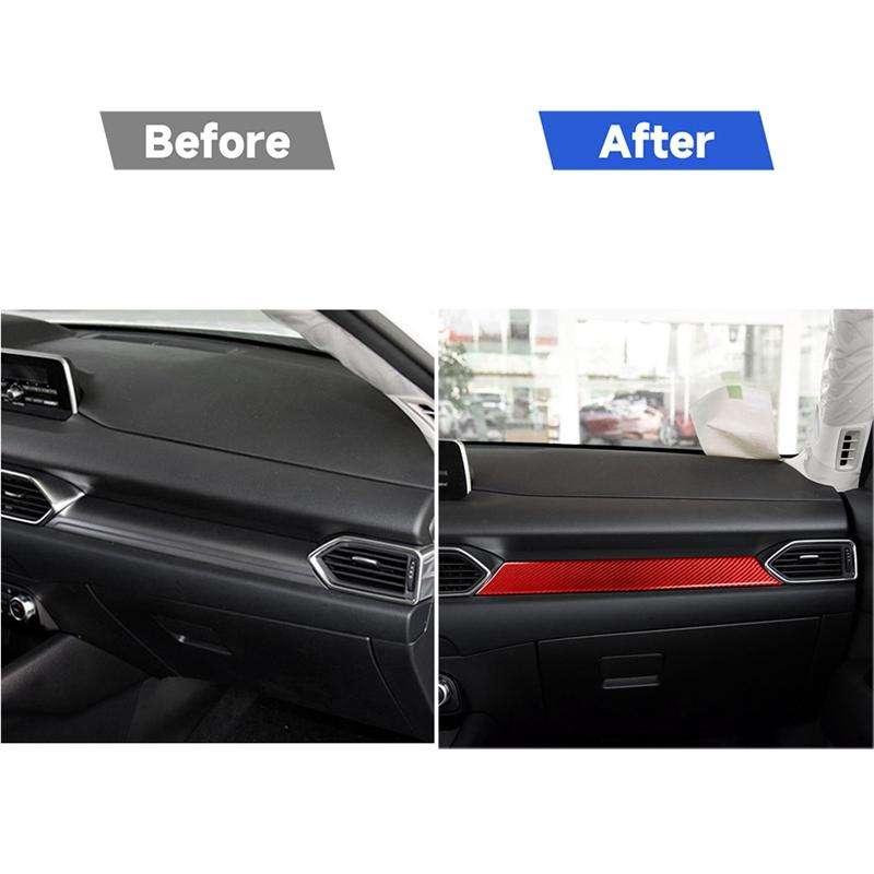 Car Carbon Fiber Dashboard Panel Decorative Sticker for Mazda CX-5 2017-2018, Left and Right Driv...