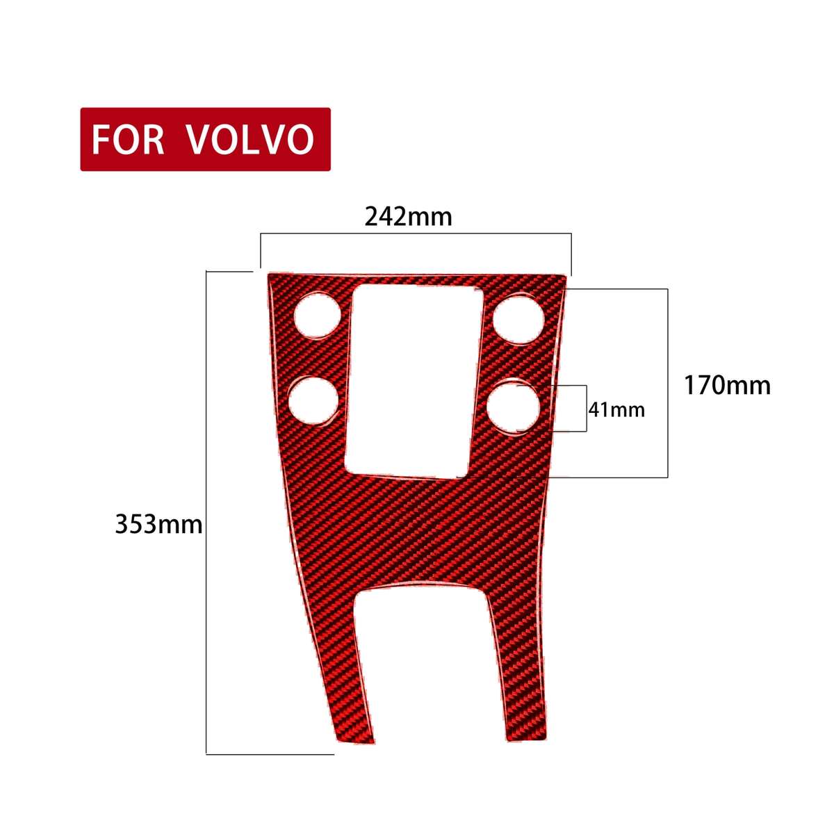 Car Carbon Fiber Central Control Panel Decorative Sticker for Volvo V60 2010-2017, Left Drive(Red)
