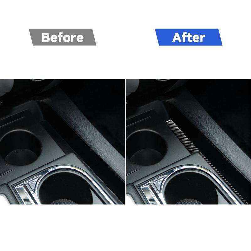 Carbon Fiber Car Central Control Cup Holder Slot Mat Decorative Sticker for Toyota Tundra 2014-20...