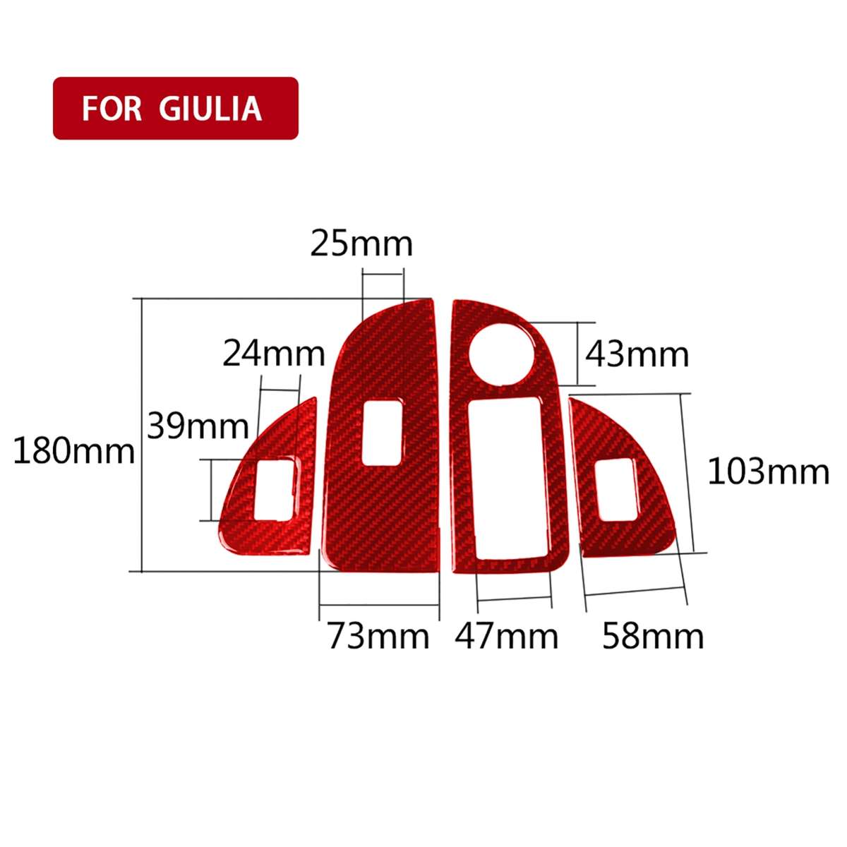 4 PCS / Set Carbon Fiber Car Window Button Panel Decorative Sticker for Alfa Romeo Giulia 2017-20...