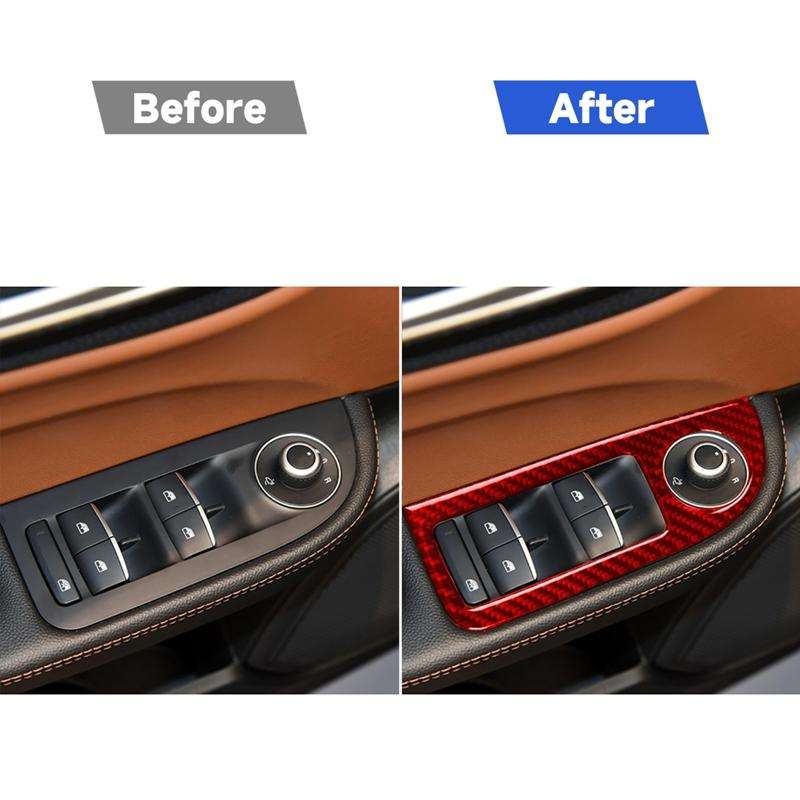 4 PCS / Set Carbon Fiber Car Window Button Panel Decorative Sticker for Alfa Romeo Giulia 2017-20...