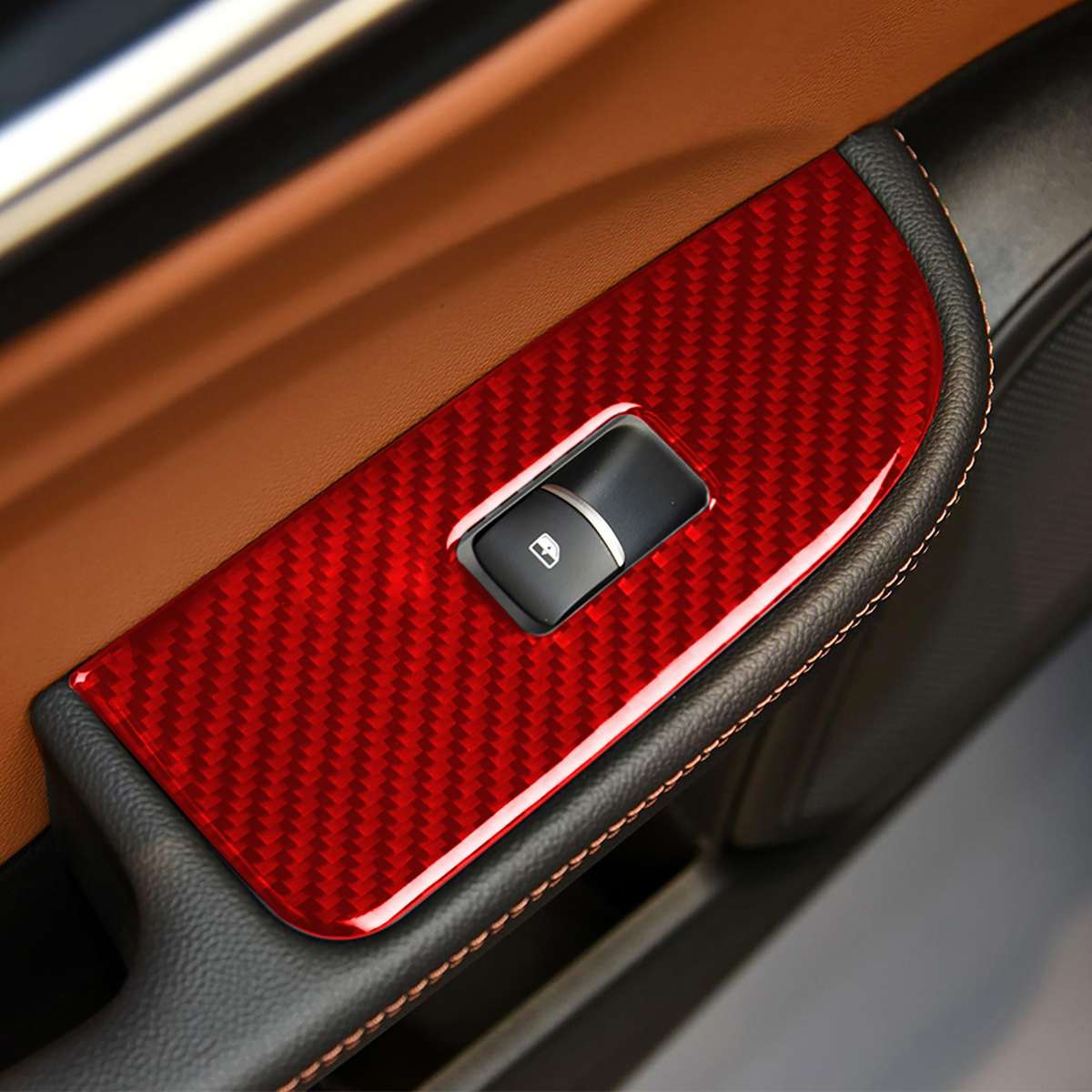4 PCS / Set Carbon Fiber Car Window Button Panel Decorative Sticker for Alfa Romeo Giulia 2017-20...