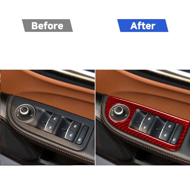 4 PCS / Set Carbon Fiber Car Window Button Panel Decorative Sticker for Alfa Romeo Giulia 2017-20...