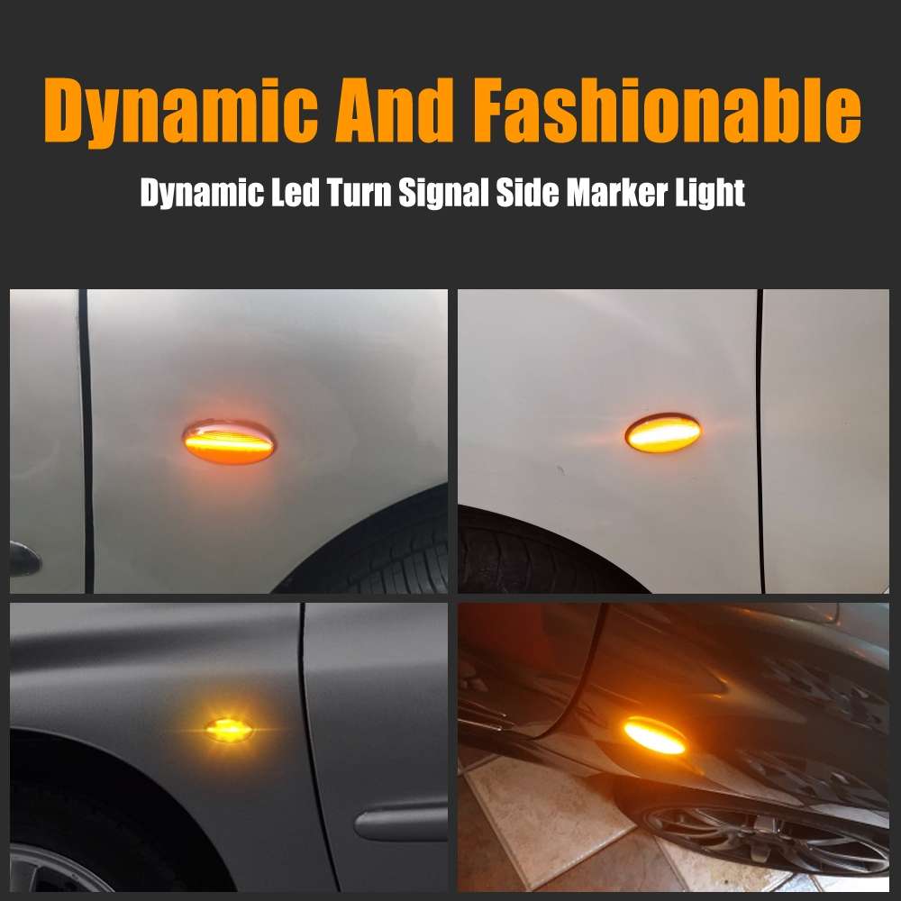 2pcs For Peugeot 1007 Car Dynamic LED Fender Side Light 817300H010 (Transparent)