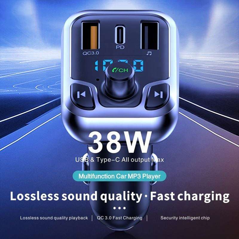 Car QC3.0 Fast Charge Bluetooth 5.0 MP3 Player FM Transmitter