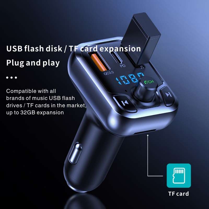 Car QC3.0 Fast Charge Bluetooth 5.0 MP3 Player FM Transmitter
