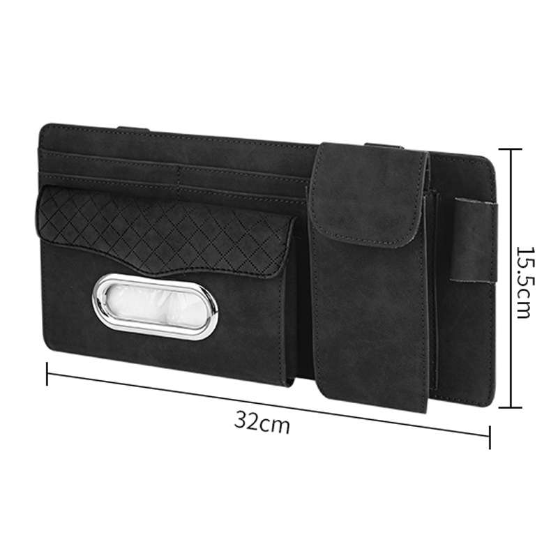 Car Sheepskin Leather Sun Visor Storage Clip (Red)