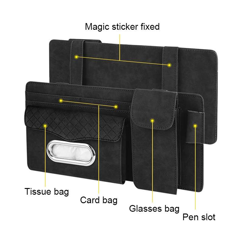 Car Sheepskin Leather Sun Visor Storage Clip (Red)