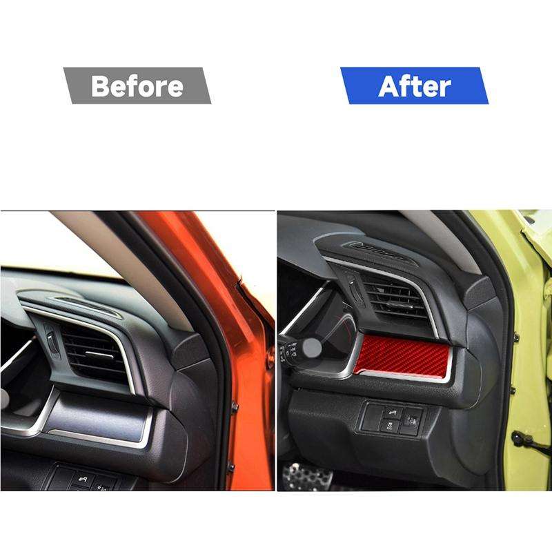 Car Carbon Fiber Central Control Left Decorative Sticker for Honda Tenth Generation Civic 2016-20...