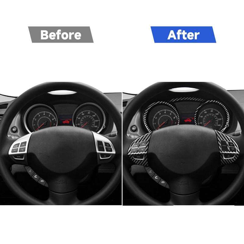 6 PCS Car Carbon Fiber Speedometer + Steering Wheel Buttons Decorative Sticker for Mitsubishi Lancer