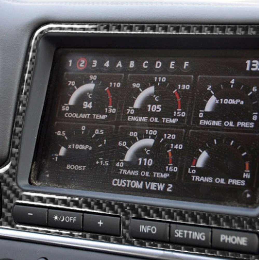 Car Carbon Fiber Navigation Display Frame Decorative Sticker for Nissan GTR R35 2008-2016, Left Driv