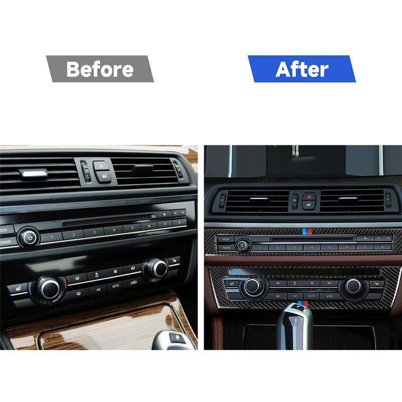 Three Color Carbon Fiber Car CD Panel Decorative Sticker for BMW 5 Series F10 2011-2017