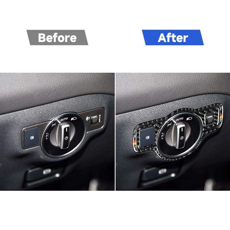 Car Carbon Fiber German Color Headlight Switch D Decorative Sticker for Mercedes-Benz A 2013-2018/B