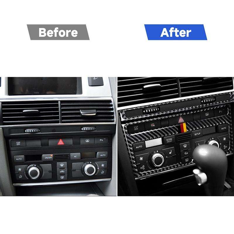 Car Carbon Fiber German Flag Color Air Conditioning CD Panel Decorative Sticker for Audi A6 2005-201