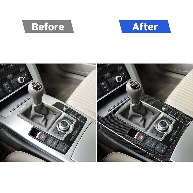 Car Carbon Fiber Gear Shift Position + Side Panel Decorative Sticker for Audi A6 2005-2011, Left ...