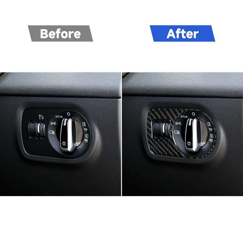 Car Carbon Fiber Headlight Switch Decorative Sticker for Audi TT 8n 8J MK123 TTRS 2008-2014, Right D