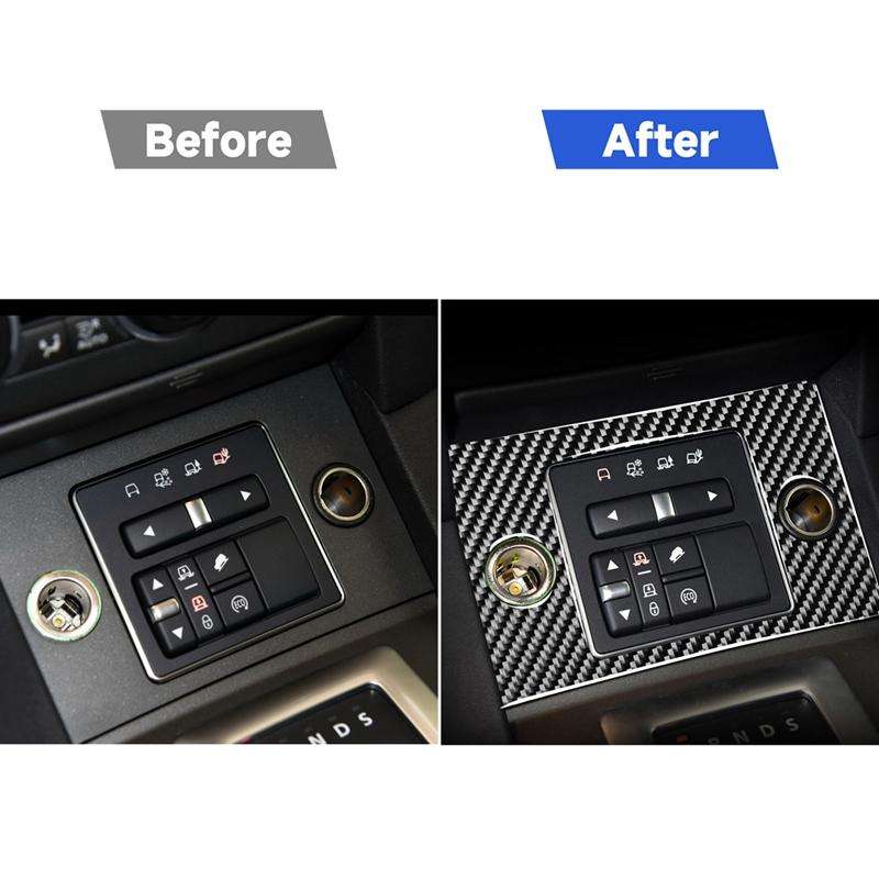 Car Carbon Fiber Cigarette Lighter Panel Decorative Sticker for Land Rover Discovery 4 2010-2016, Le