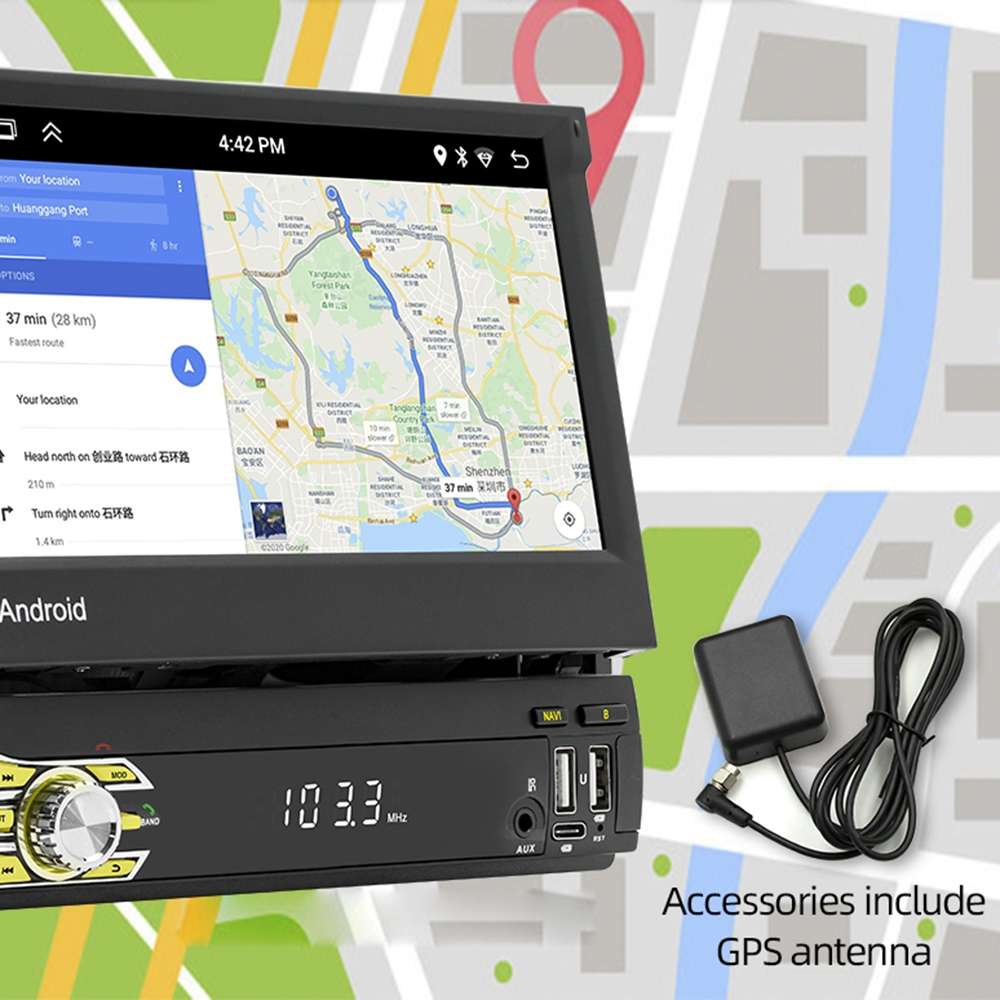 HD 7 inch Single Din Car Android Player GPS Navigation Bluetooth Touch Stereo Radio, Support Mirror