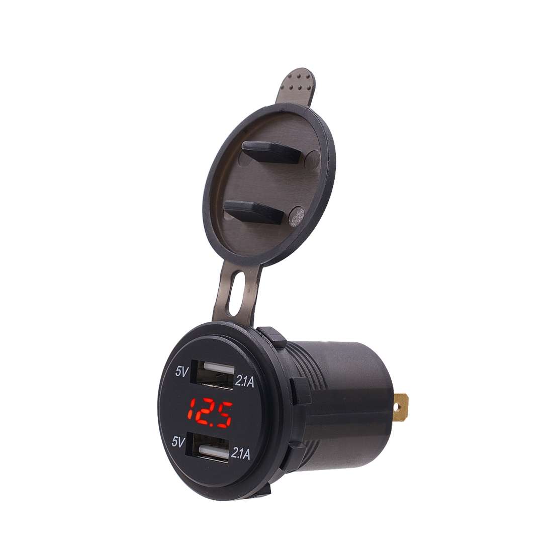 Universal Car Dual Port USB Charger Power Outlet Adapter 4.2A 5V IP66 with LED Digital Voltmeter + 6