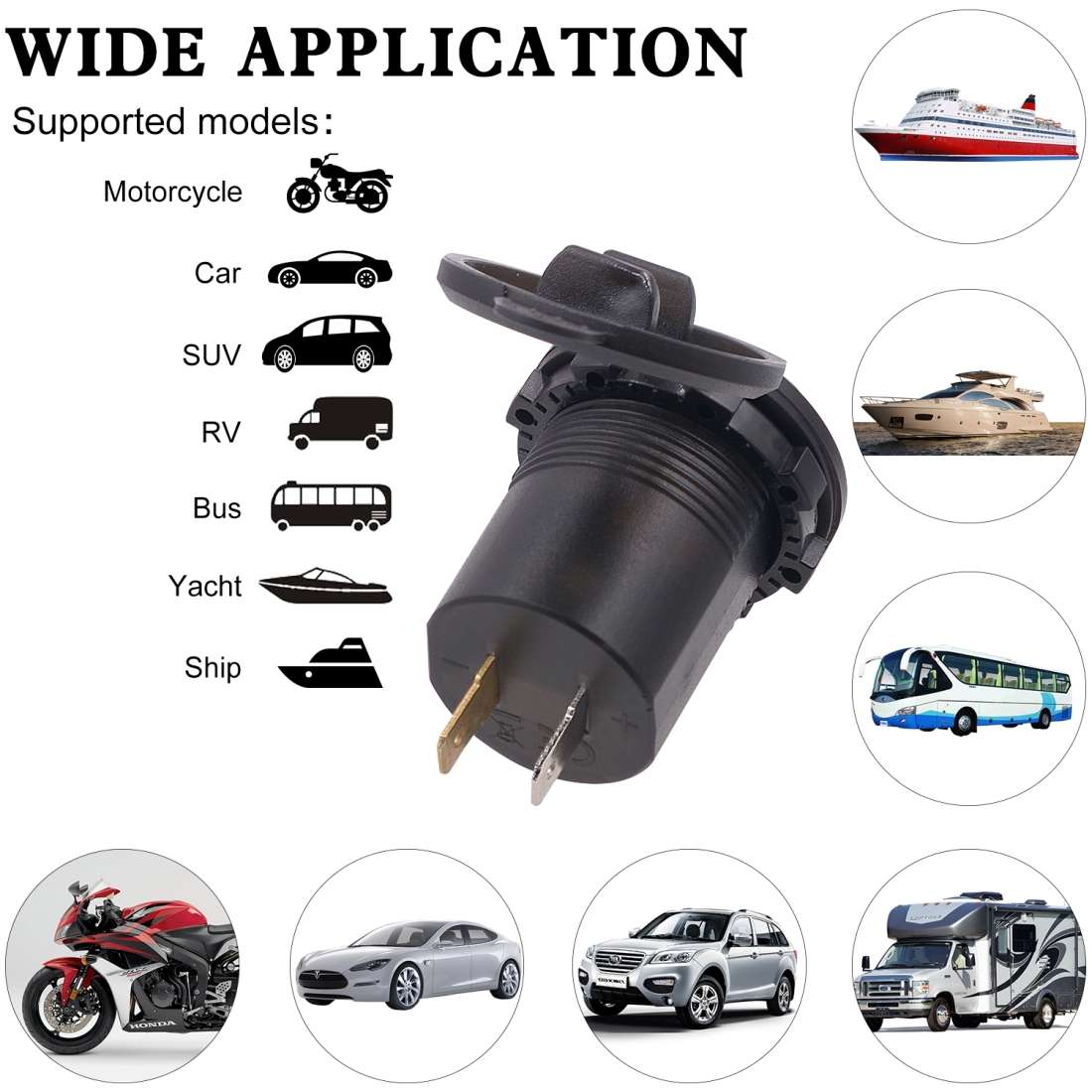 Universal Car Dual Port USB Charger Power Outlet Adapter 4.2A 5V IP66 with LED Digital Voltmeter + 6