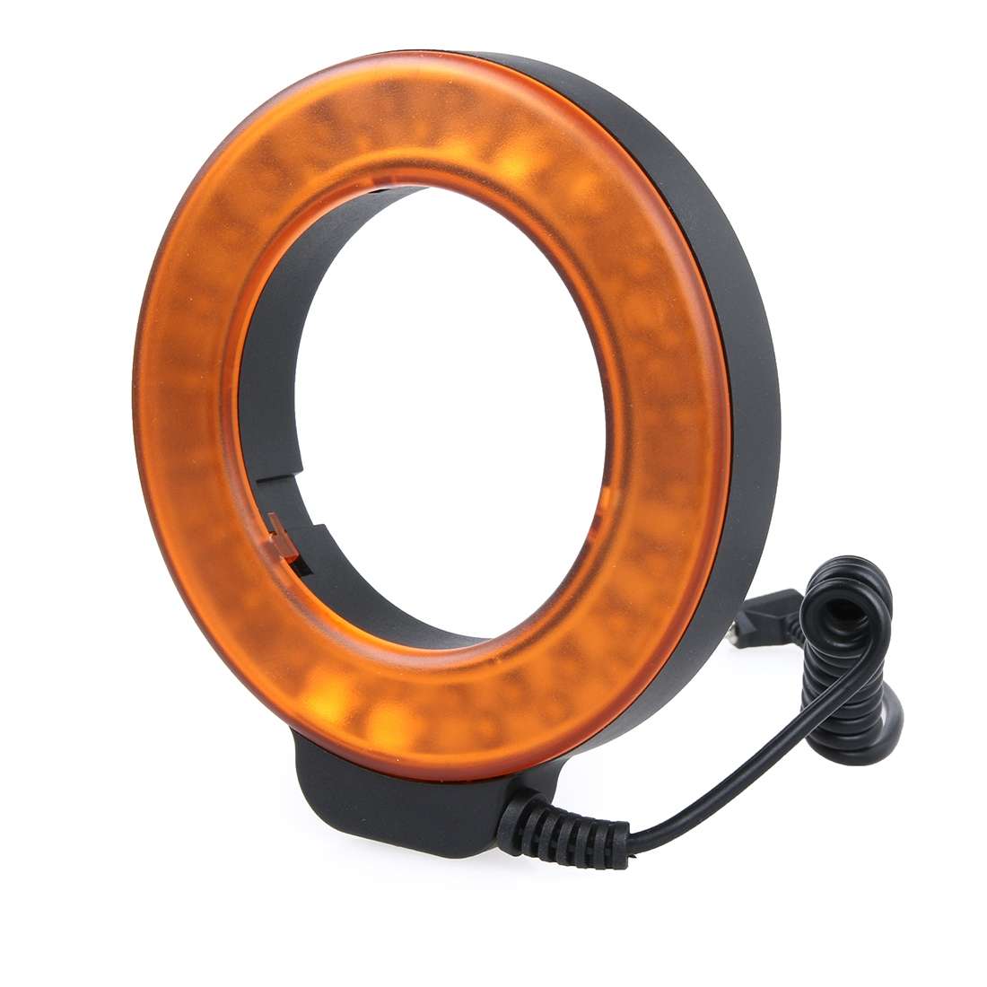 Circular LED Flash Light with 48 LED Lights & 6 Adapter Rings(49mm/52mm/55mm/58mm/62m ... (Orange)