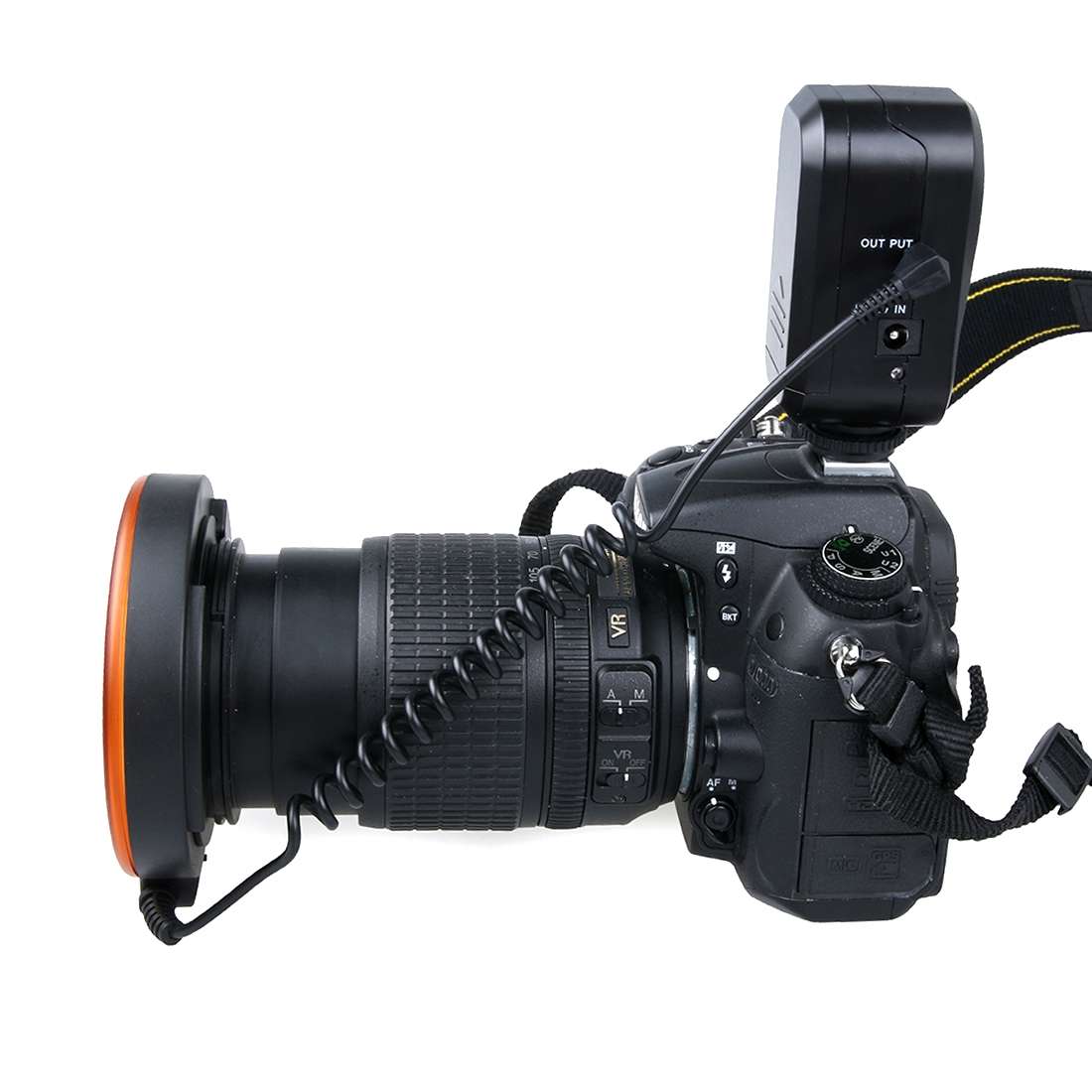 Circular LED Flash Light with 48 LED Lights & 6 Adapter Rings(49mm/52mm/55mm/58mm/62m ... (Orange)